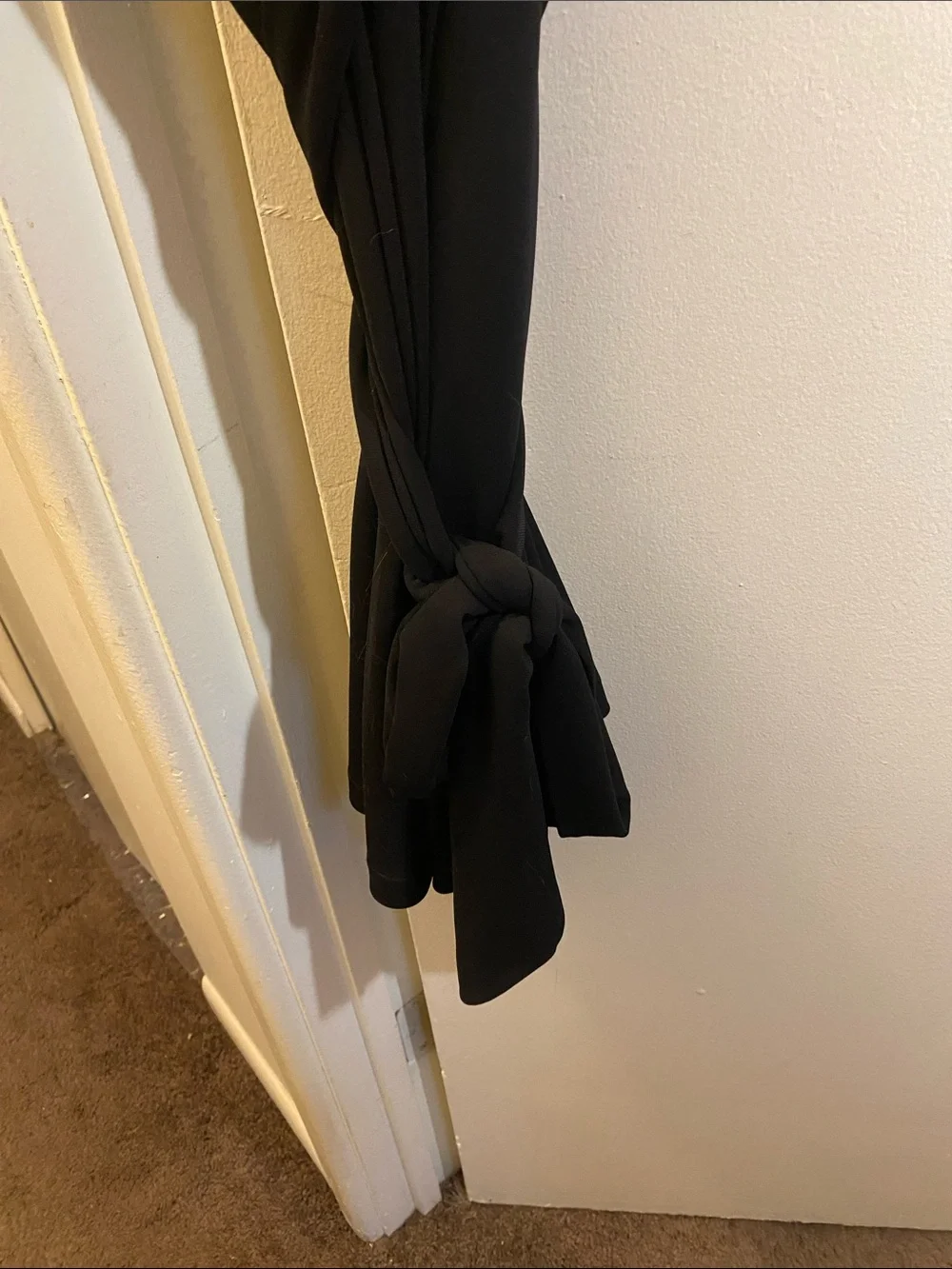 New York & Company Black Wrap-Tie Short Sleeve Dress